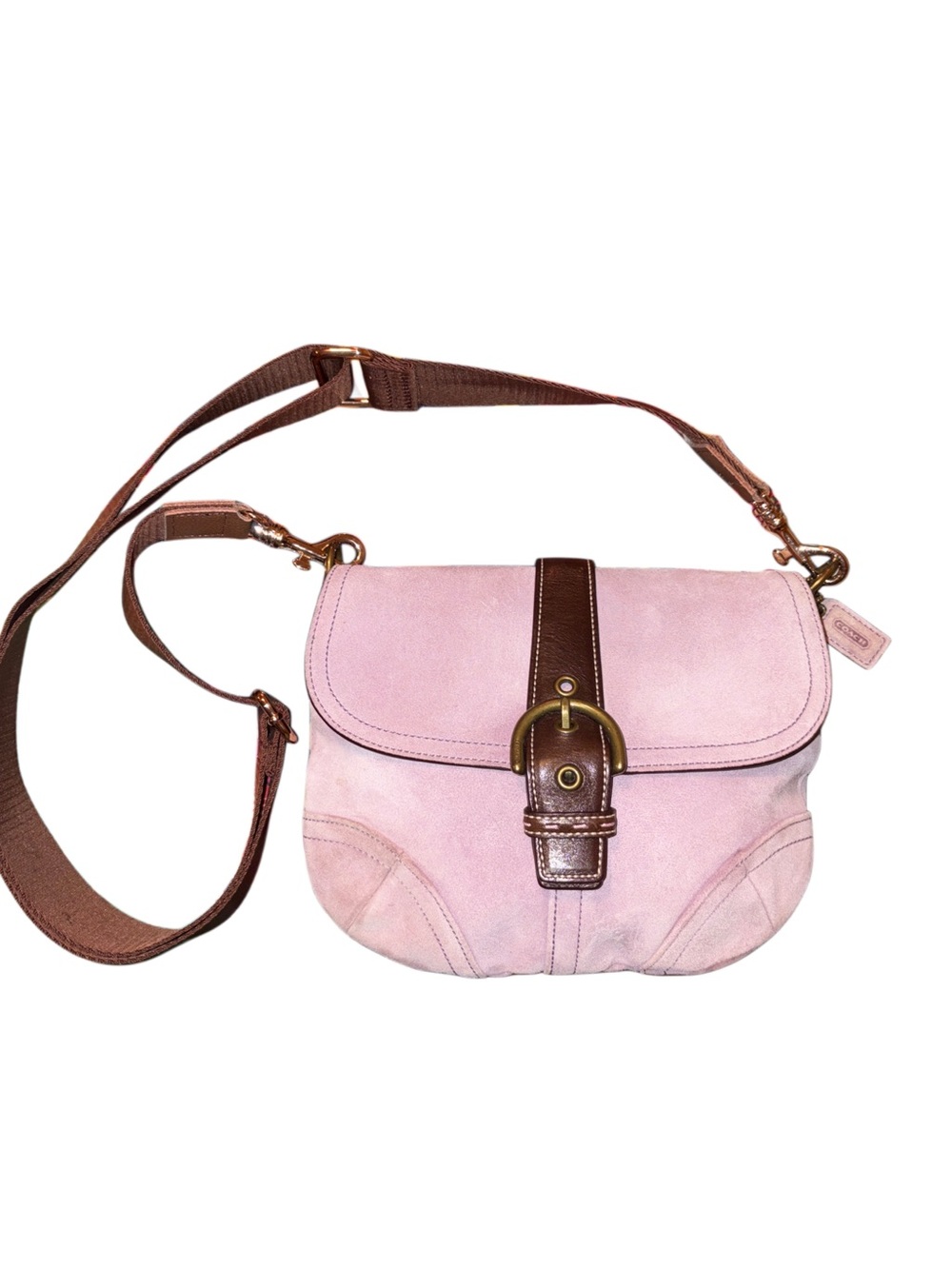 Coach Vintage 2004 Soho Suede Crossbody in Lilac with Brown Leather Trim 4743
